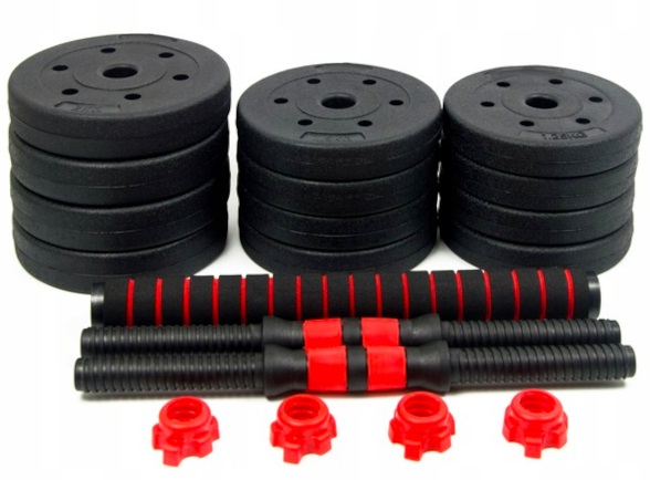 HANTLE 20KG ZESTAW 2x10KG SZTANGA GRYF ŁĄCZNIK Cechy dodatkowe antypoślizgowy uchwyt zaciski w zestawie