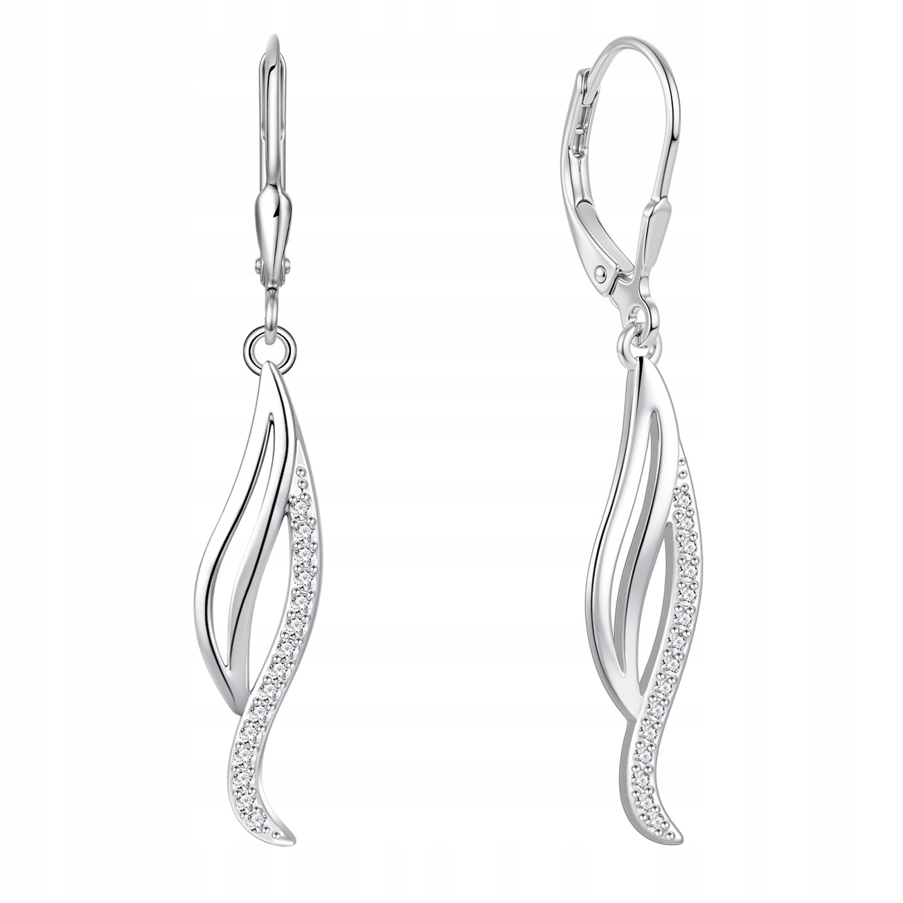 Srebrne kolczyki długie z cyrkoniami angielskie srebro próba 925