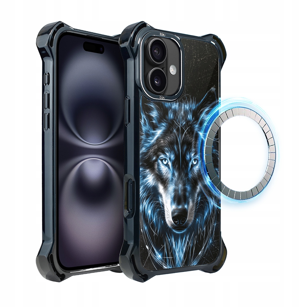 Pouzdro pro iPhone 16 Plus Ibizu DropGuard Ultra s MagSafe, Ledový vlk