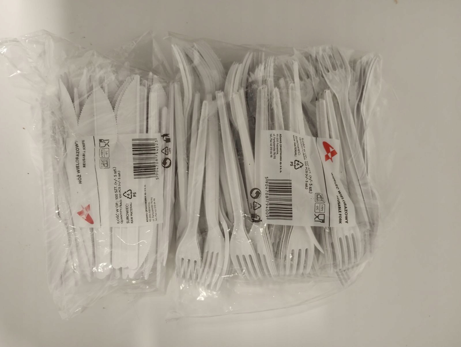 Noże plastikowe wielorazowe 100 sztuk nóź biały plastikowy mocny 12,5cm Marka inna