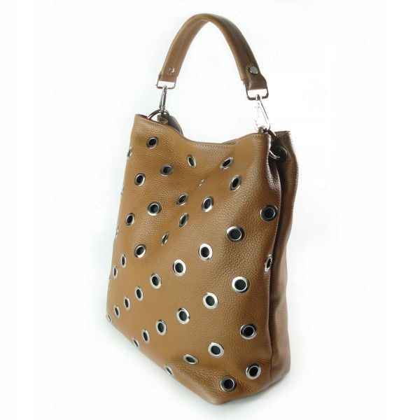 Ozdobná Stylová Kožená Taška_prostorná A Pohodlná_camel_pojme A4