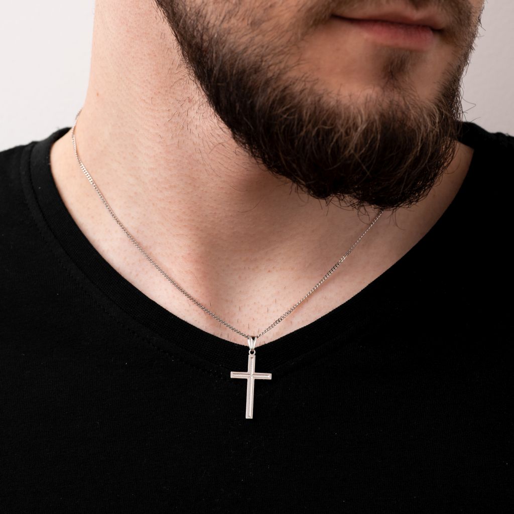 Srebrna zawieszka KRZYŻYK zdobiony rodowany drobny SREBRO 925 Stan opakowania oryginalne