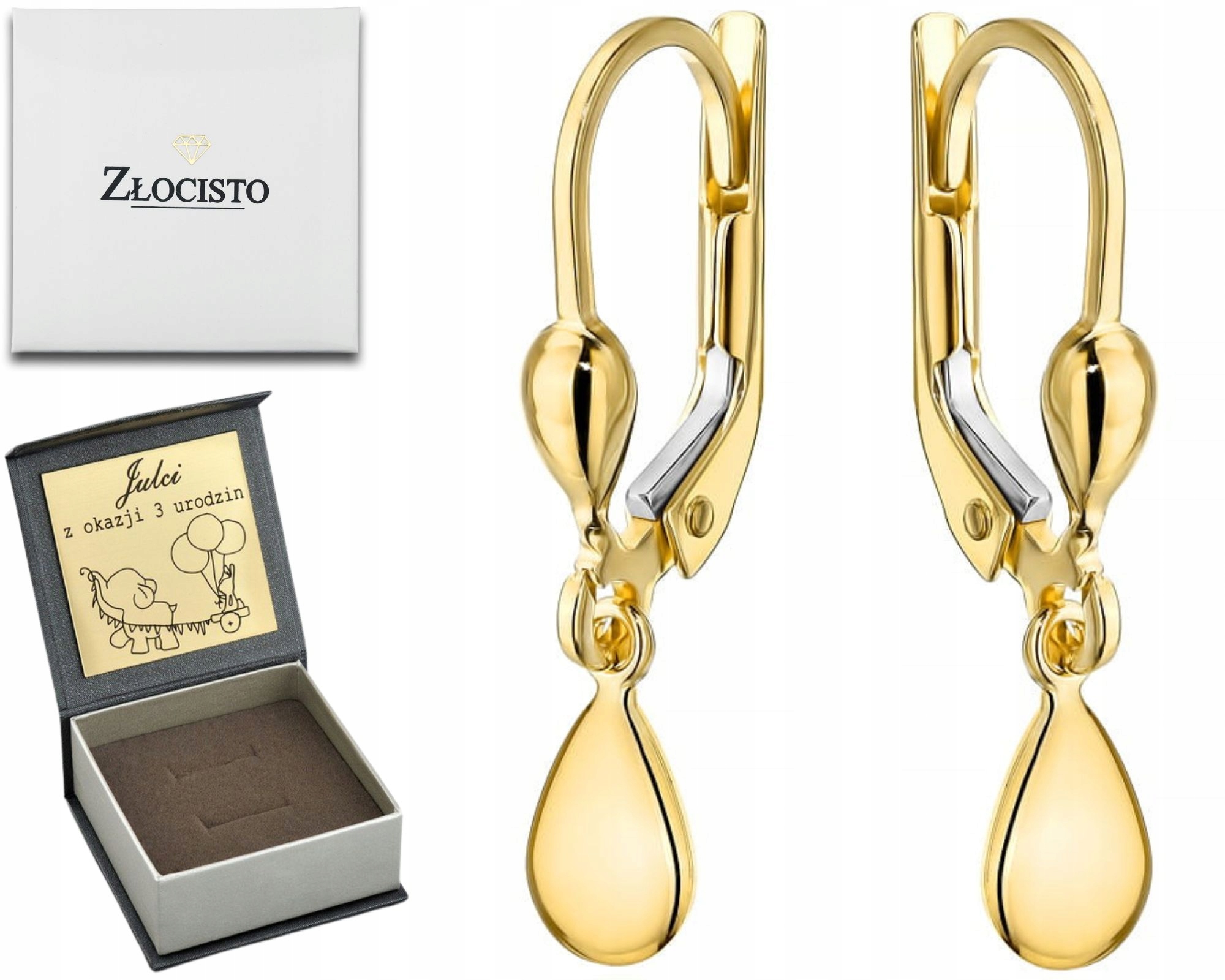 Zlaté Náušnice Závěsné Slzy Anglické Zapínání 585 Zlato Dárek Gravírování