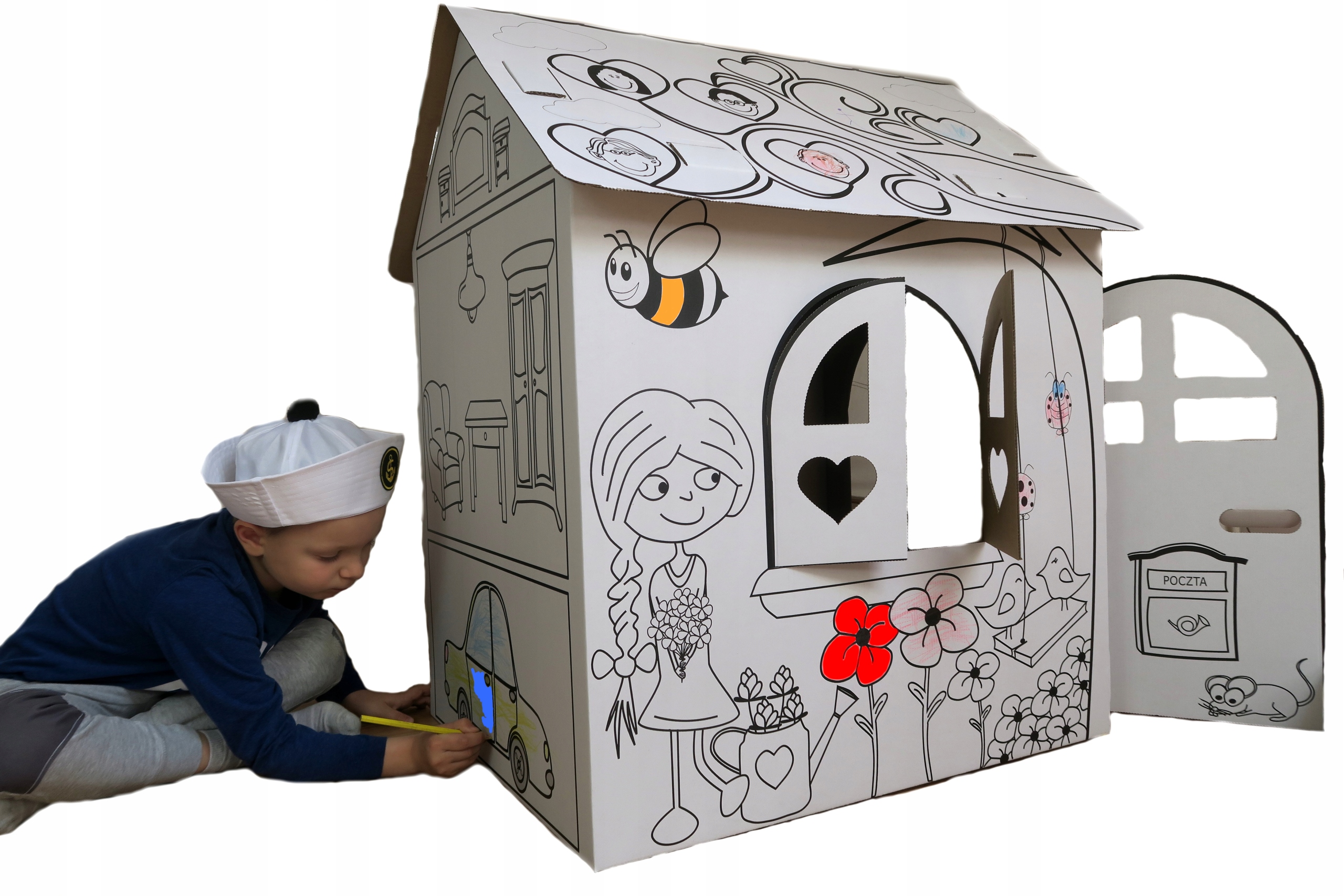 

Domek tekturowy do malowania kolorowania z tektury