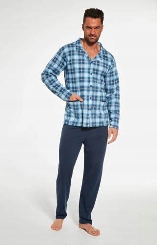 Cornette 114/64 – Pánské rozepínací pyžamo – Jeans modré