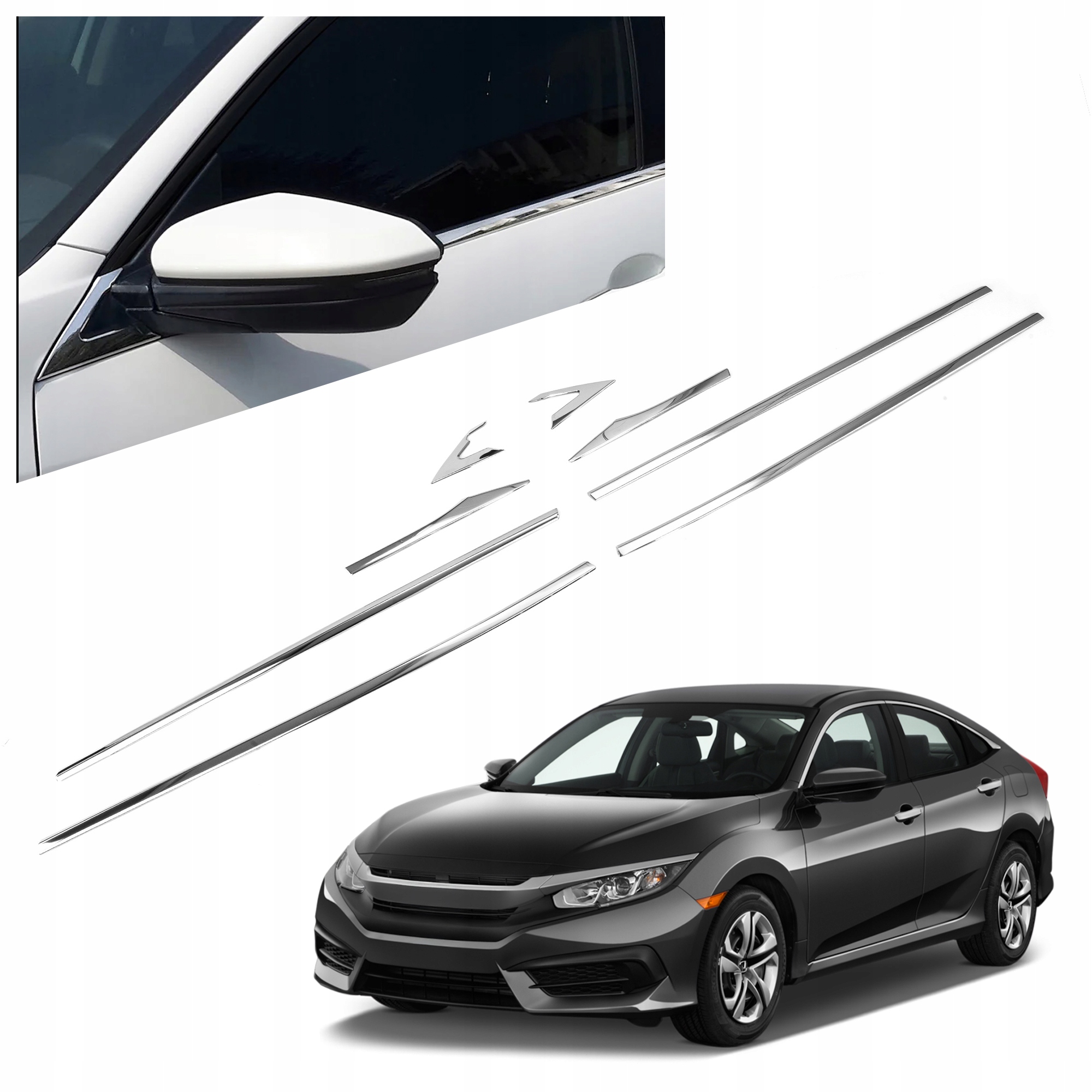 Okenné lišty pod bočné sklá pre Honda CIVIC X 2017-2022 Sedan