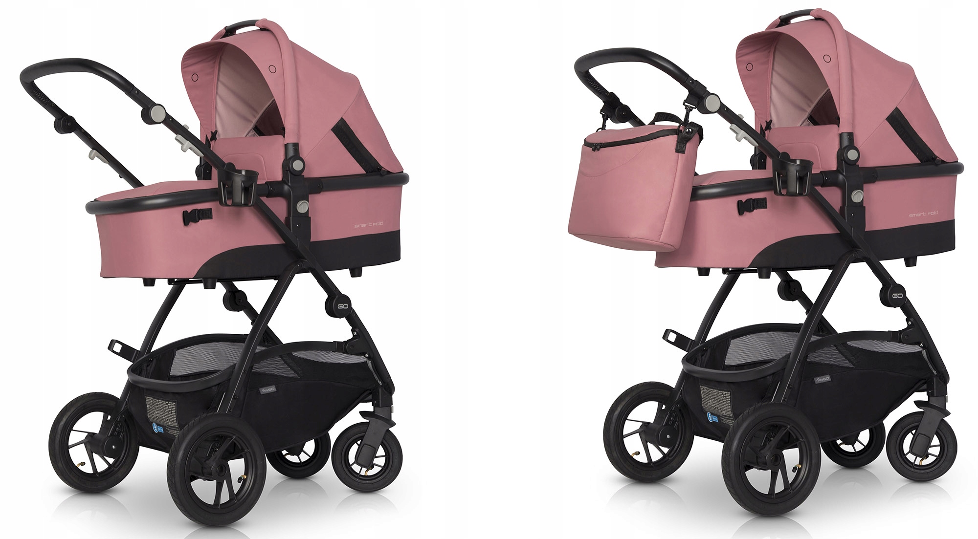 WÓZEK OPTIMO AIR EASY GO 2w1 TORBA PRZÓD TYŁ ROSE Model optimo air