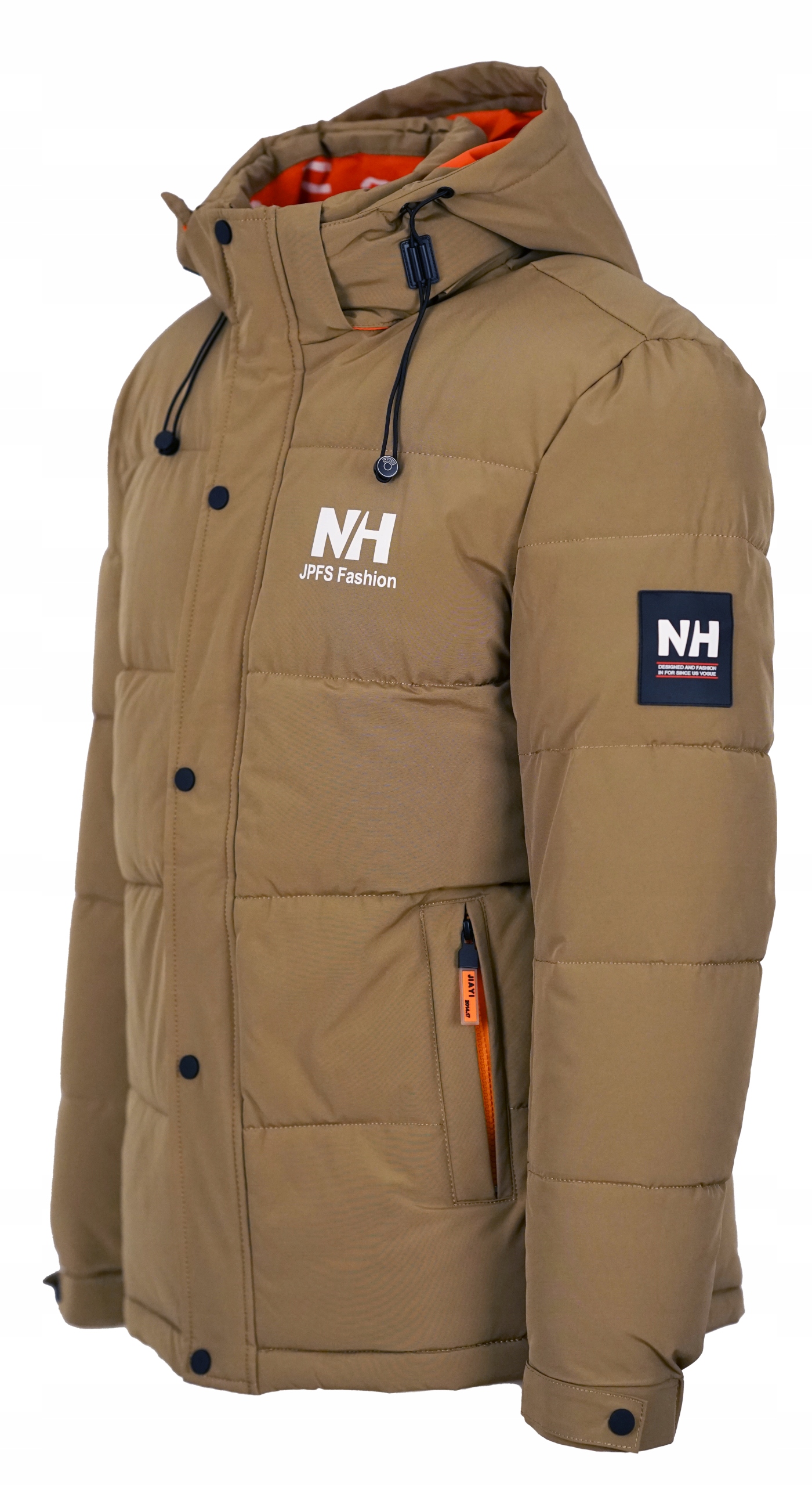 Kurtka Męska Z Kapturem Pikowana Beżowa Zimowa Ocieplana Na Zimę Gruba L