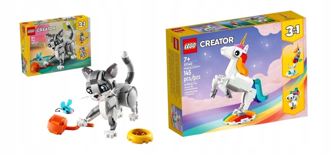 Lego Creator 3V1 Kouzelný Jednorožec 31140 Lego Creator 31163 Zkažený Kocour