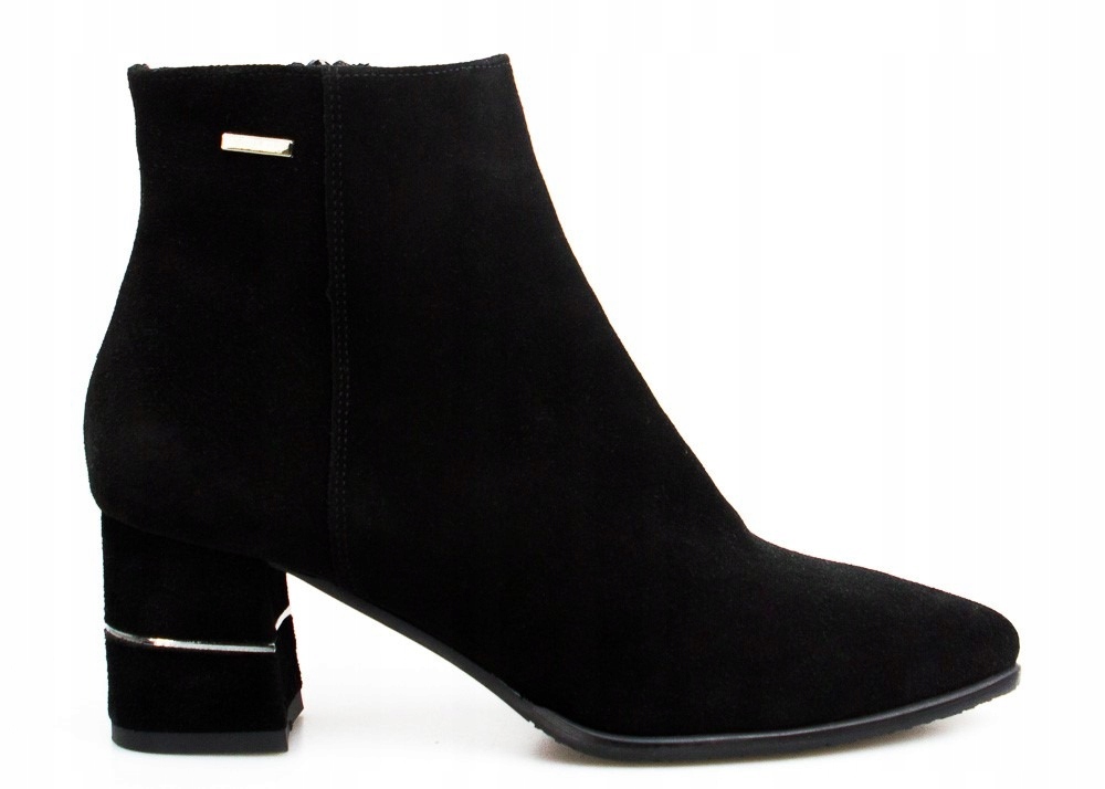 Černé Semišové Kotníkové Boty, Stříbrné Ozdoby, Logo 36