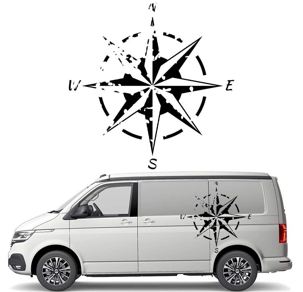 Nalepka Grafika na karavan a karavan Kompas Růže Větrů 90x91