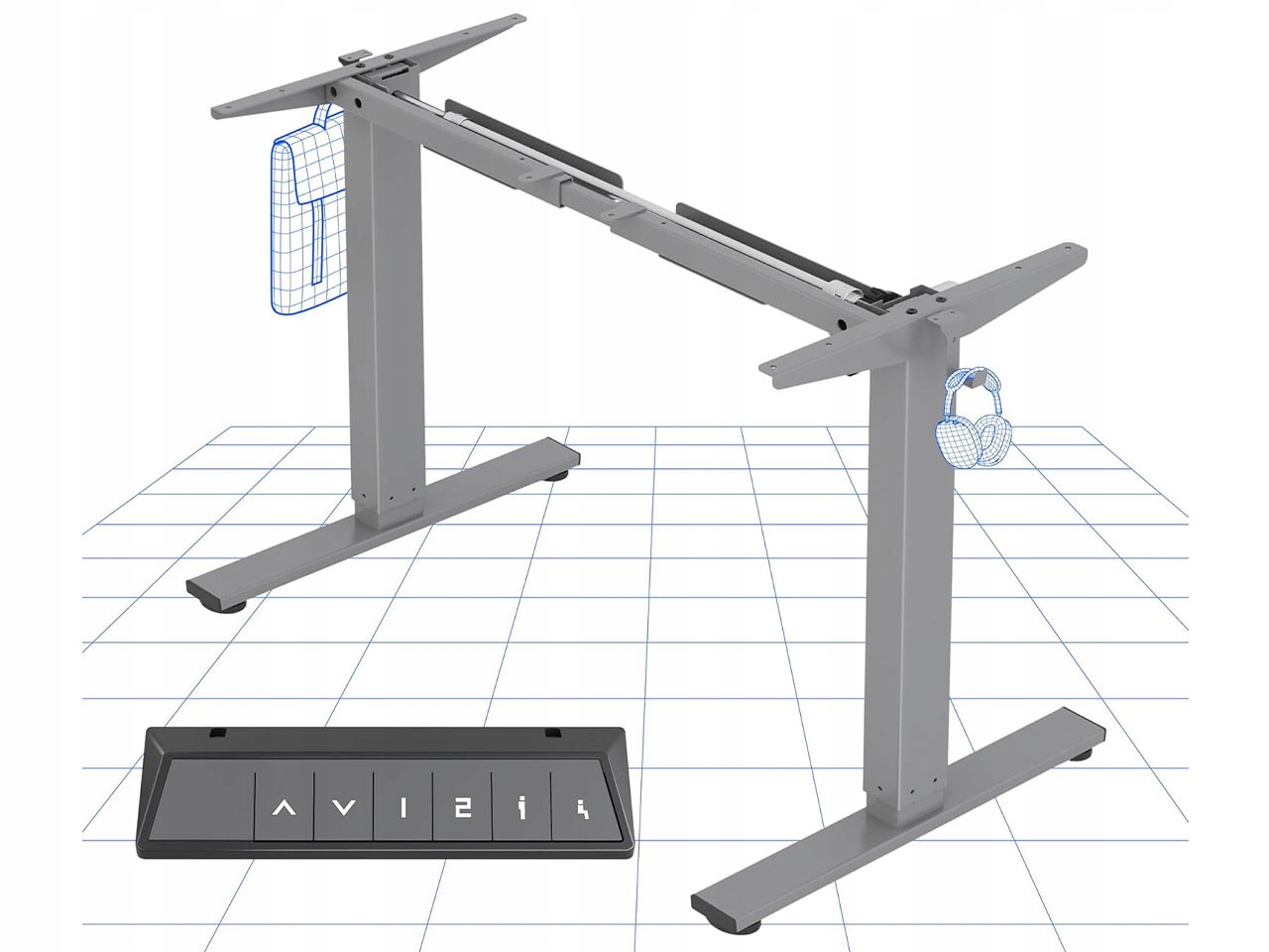 Elektrický výškovo nastaviteľný stôl, sivý, vhodný do kancelárie, moderný, ergonomický