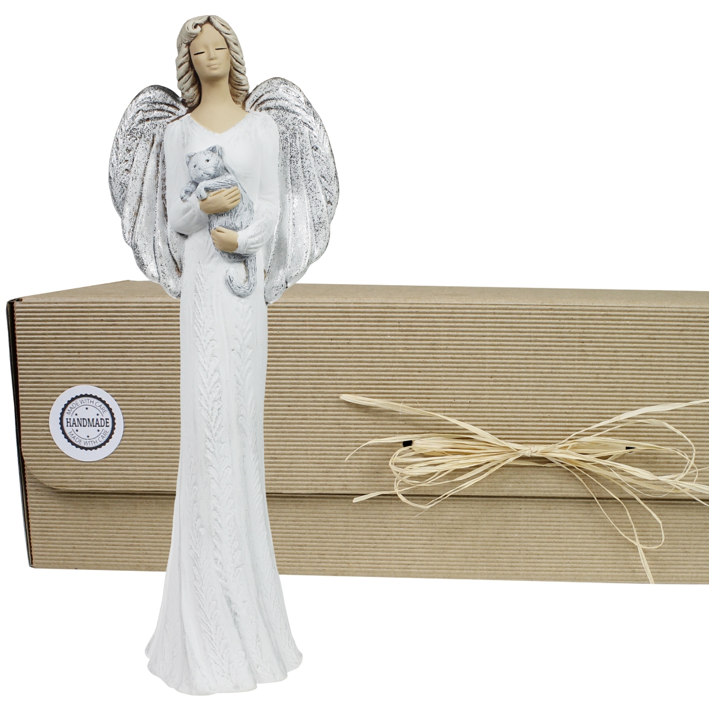 Anioł Aniołek z Kotkiem Duża Figurka Gipsowa Kod producenta A180026KB