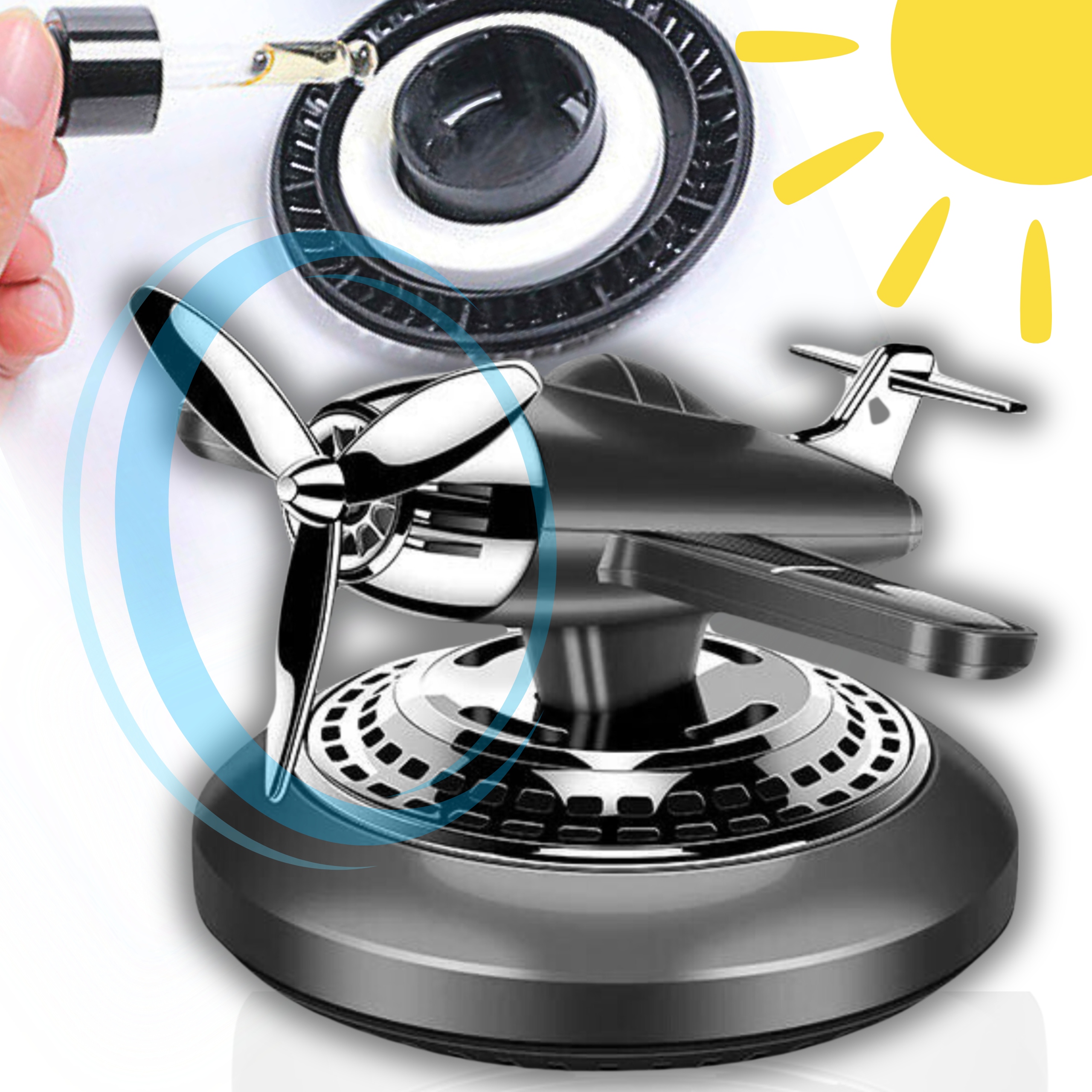 Samochodowy Solarny Dyfuzor Olejków Zapach Do Samochodu Samolocik Obrotowy