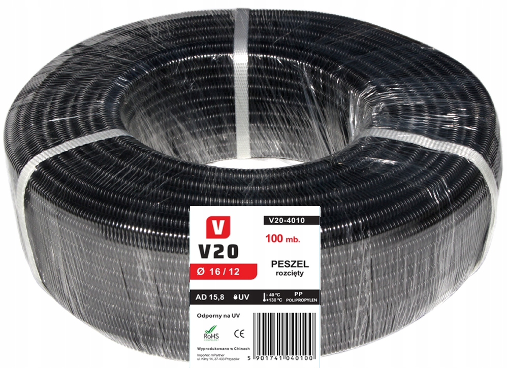 Elektroinstalační Trubka Automobilový V20 Trubka Zvlněná 16/12 mm 100 m řezaný