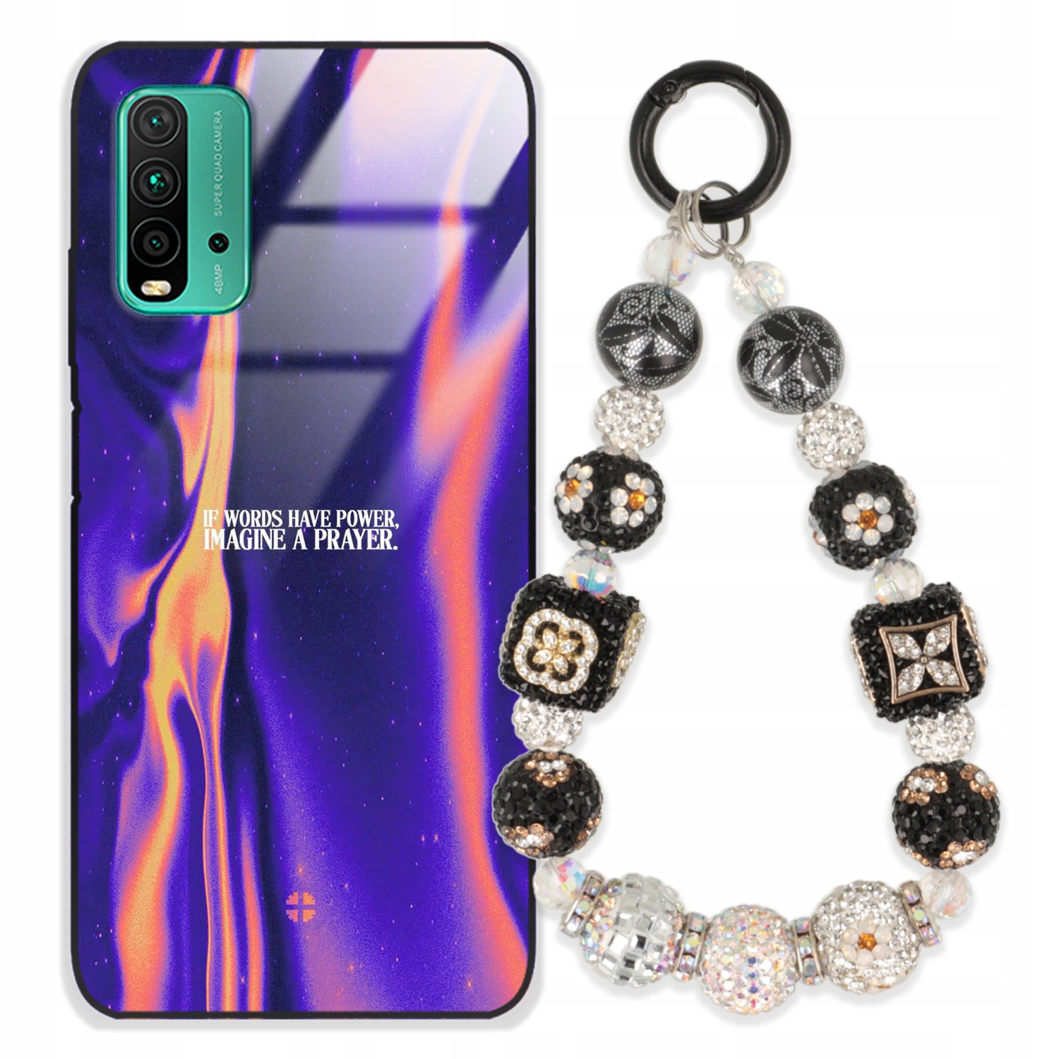 Puzdro Pre Xiaomi Redmi 9T Glass Kľúčenka Elegantné Prémiové Dizajnové Puzdro