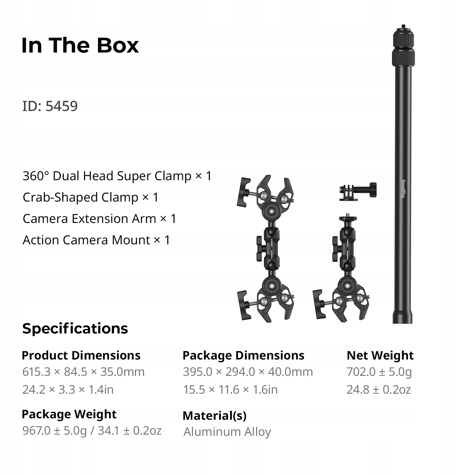 Zestaw Uchwytu Motocyklowego 360 Do GoPro DJI Insta360 5459B Pro SMALLRIG — miniatura 9