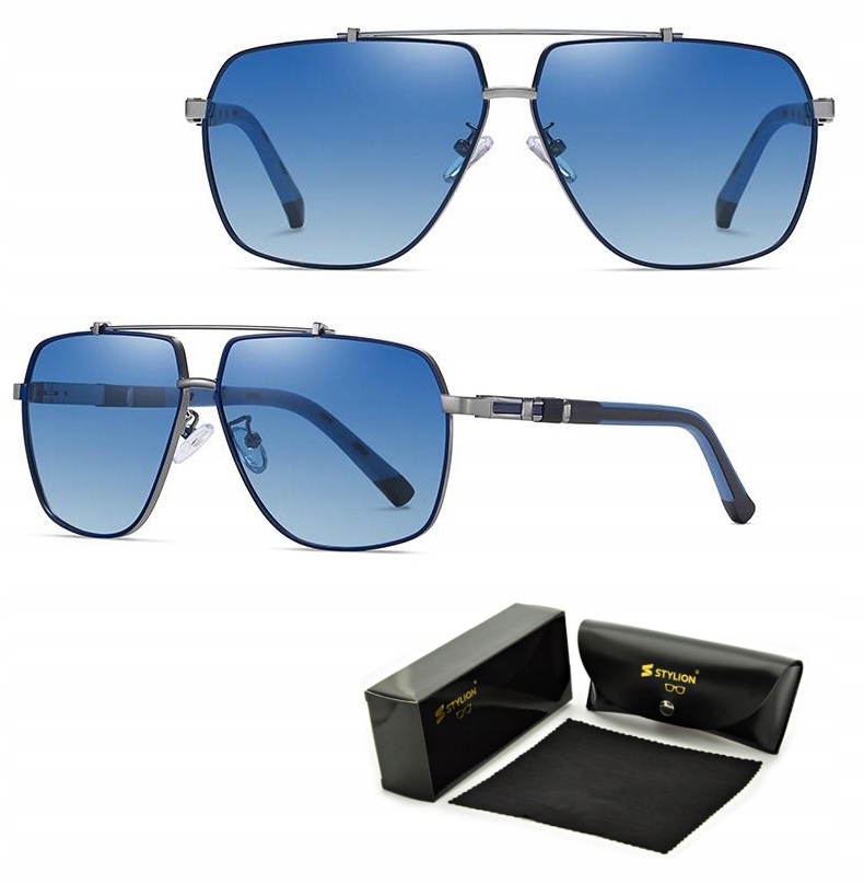 Pánské Polarizační sluneční brýle Hd Pilotky Uv Bonus Blue