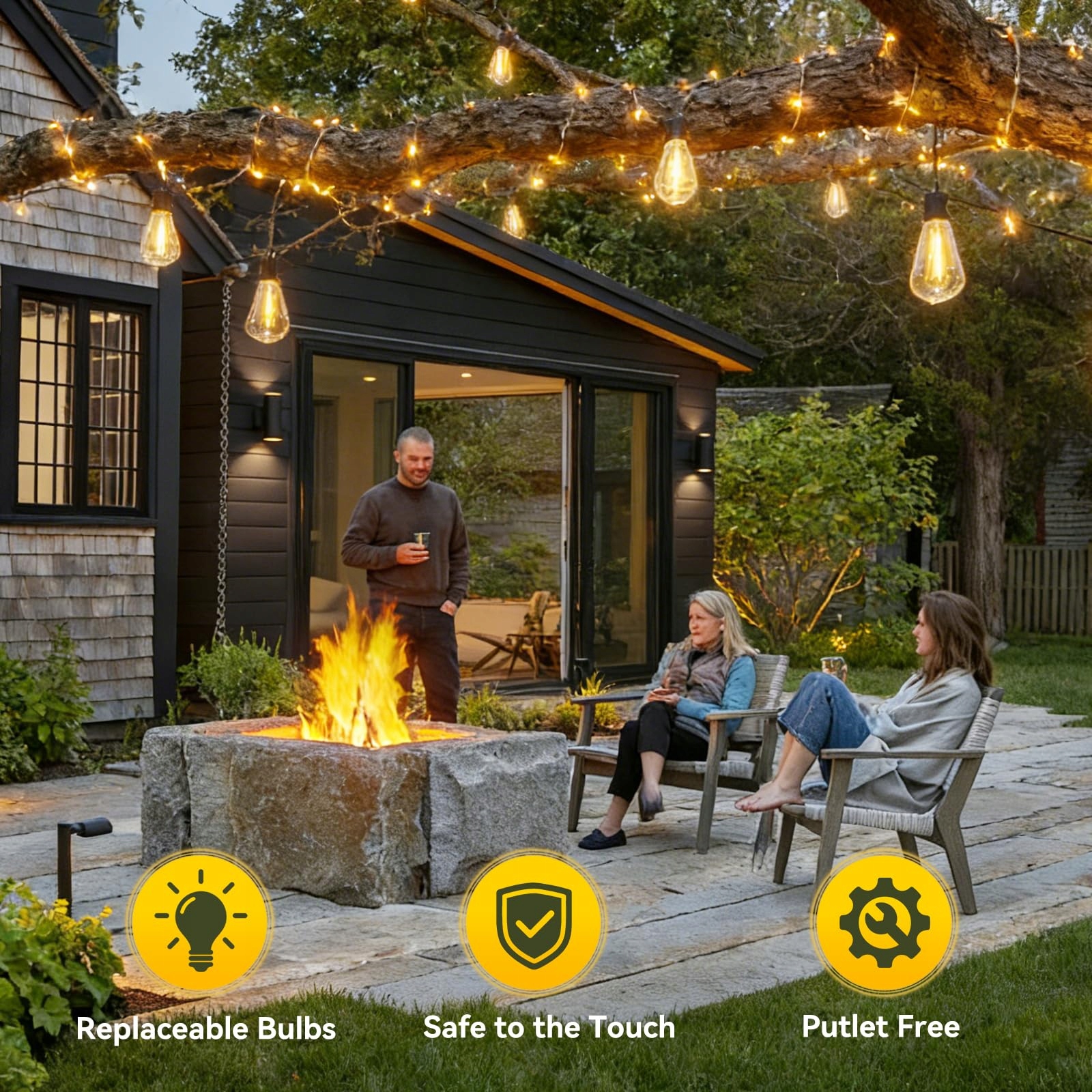 WWEIXUN LED Girlanda 15M ST38 Vintage 21 Żarówek IP44 Wodoodporna — miniatura 6