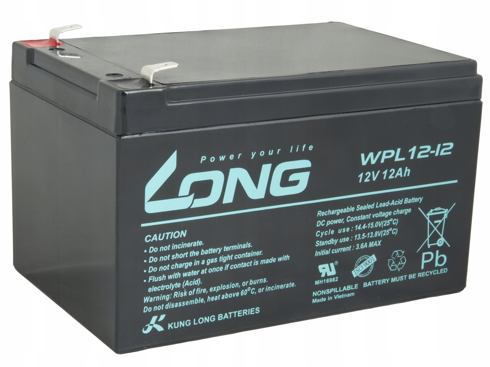 Long batéria 12V 12Ah F2 LongLife 9 rokov (WPL12-12) PBLO-12V012-F2AL