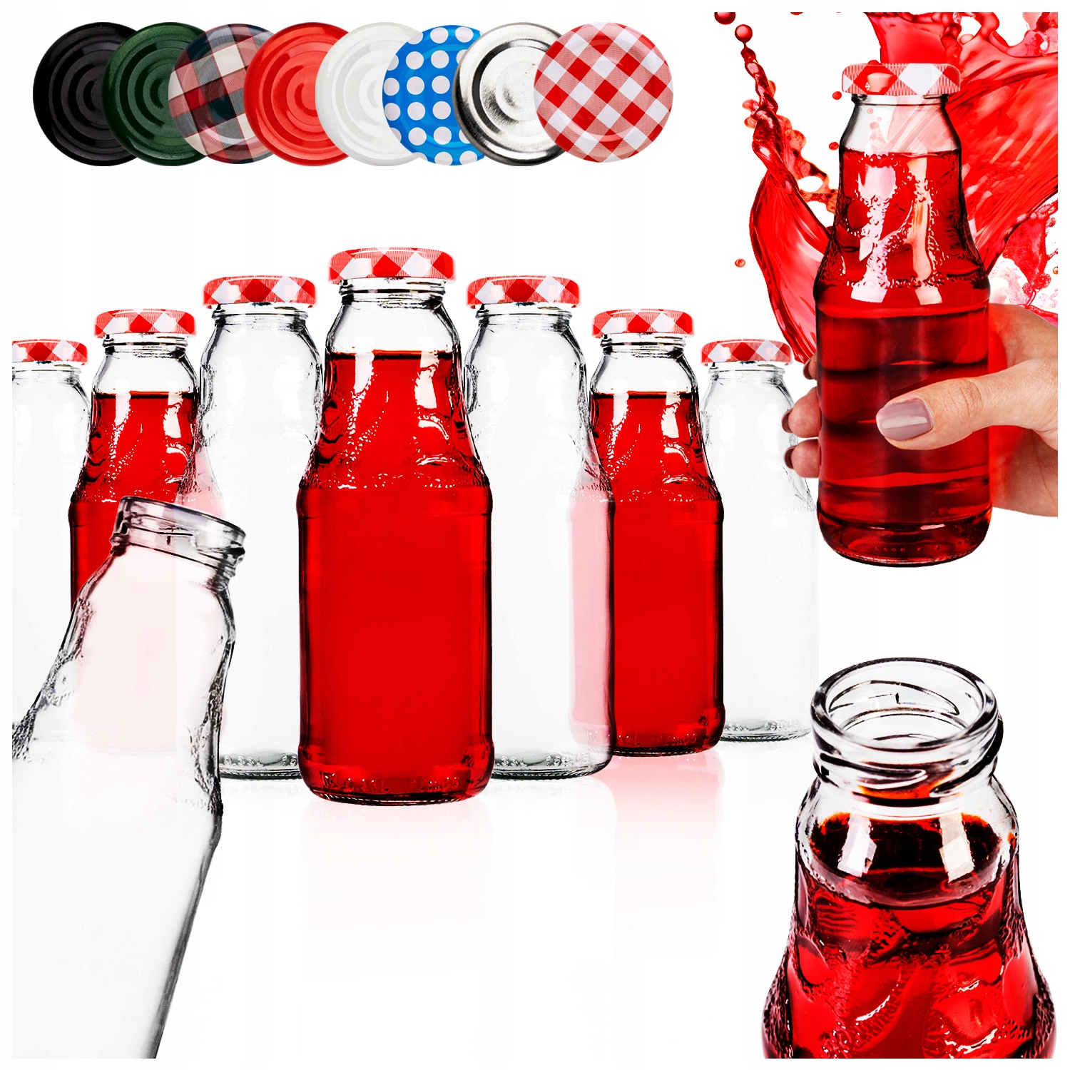 100x Skleněné Láhve Na Šťávu Likéry Limonáda Vodu Soček 330 ml Dárek