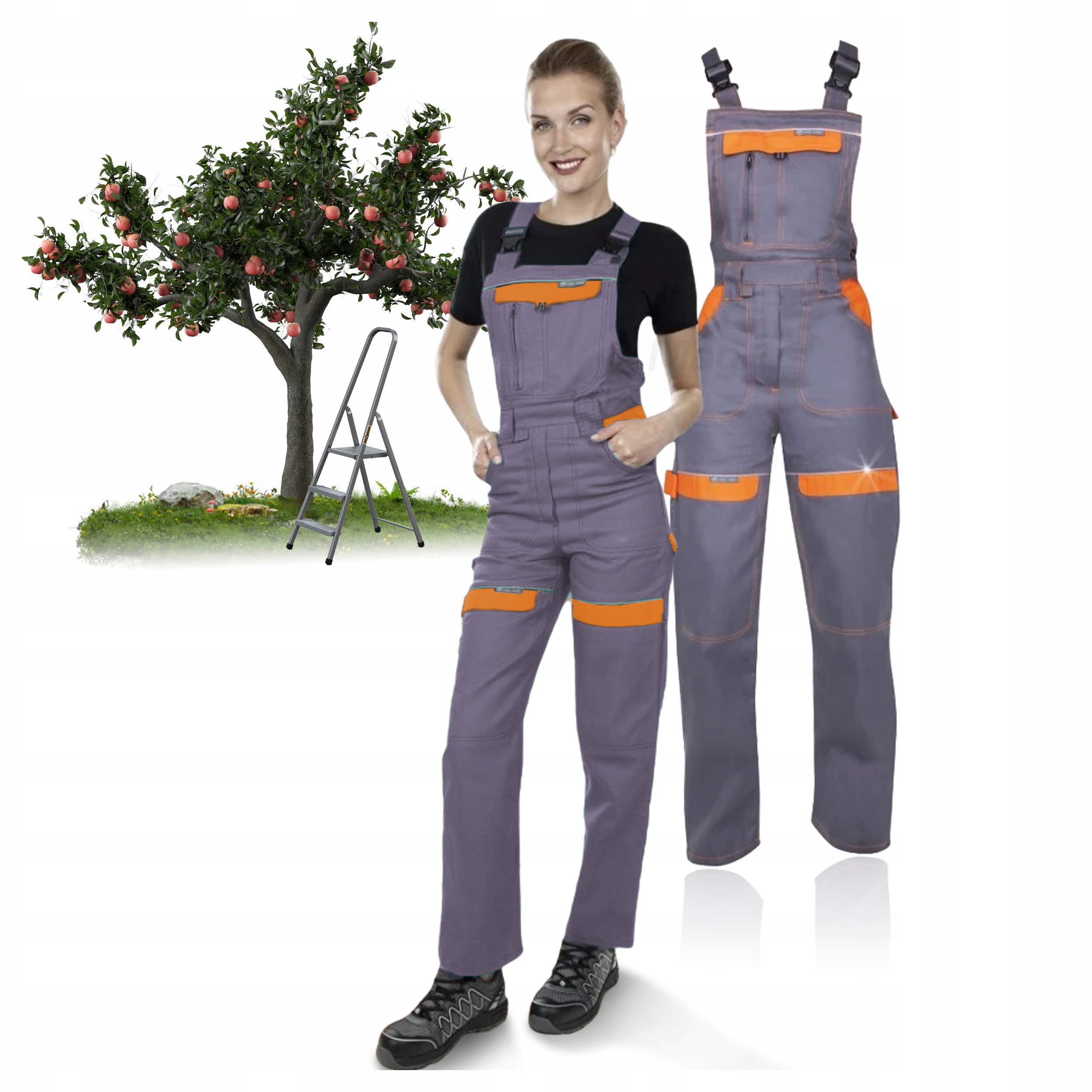 Ogrodniczki Robocze Damskie Spodnie Bhp Bawełna Ardon Cool Trend Szare r.38