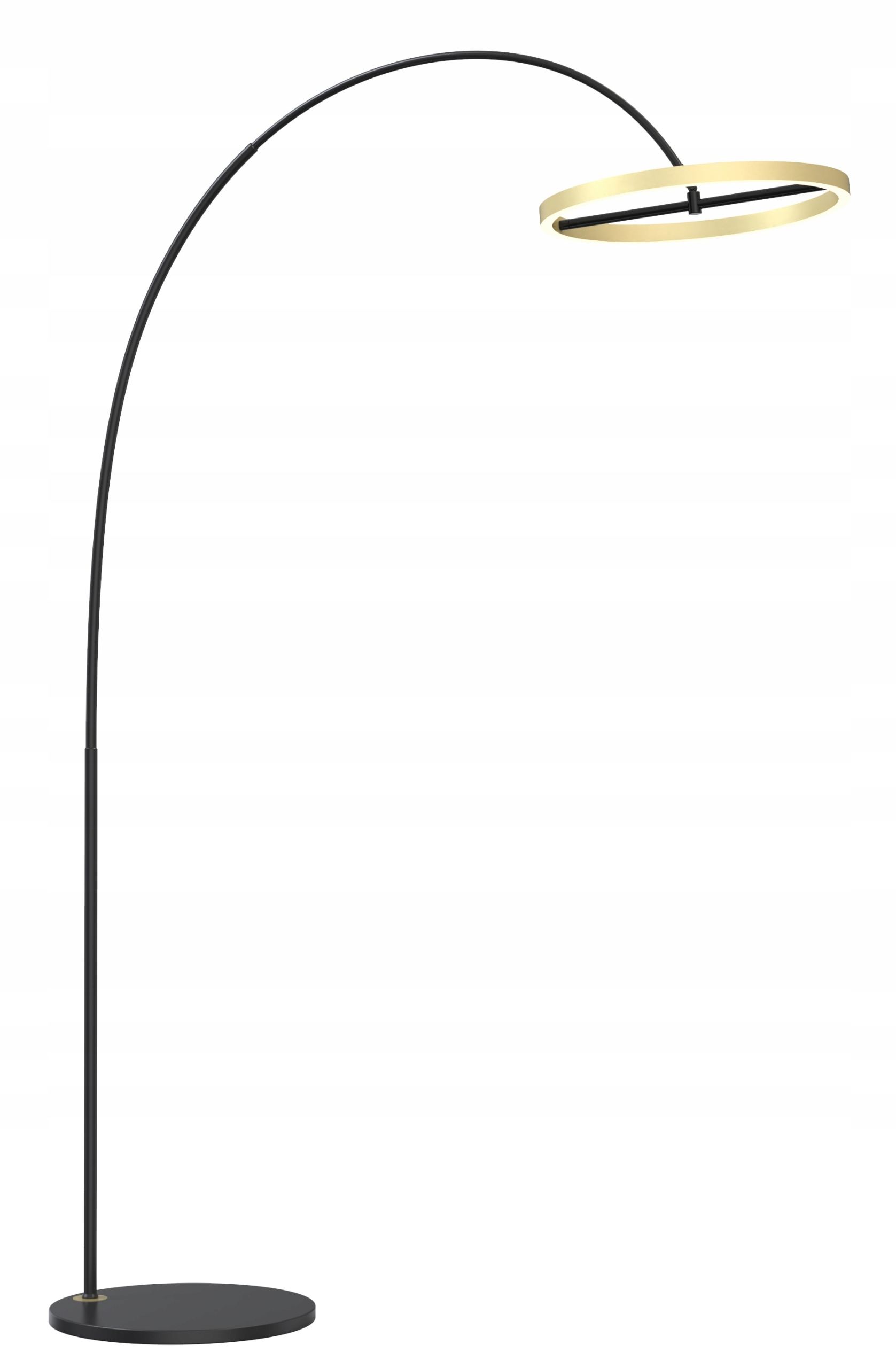 Veľká stojaca Led lampa Malta, zlatá, okrúhle tienidlo, farba Teplo 180 cm