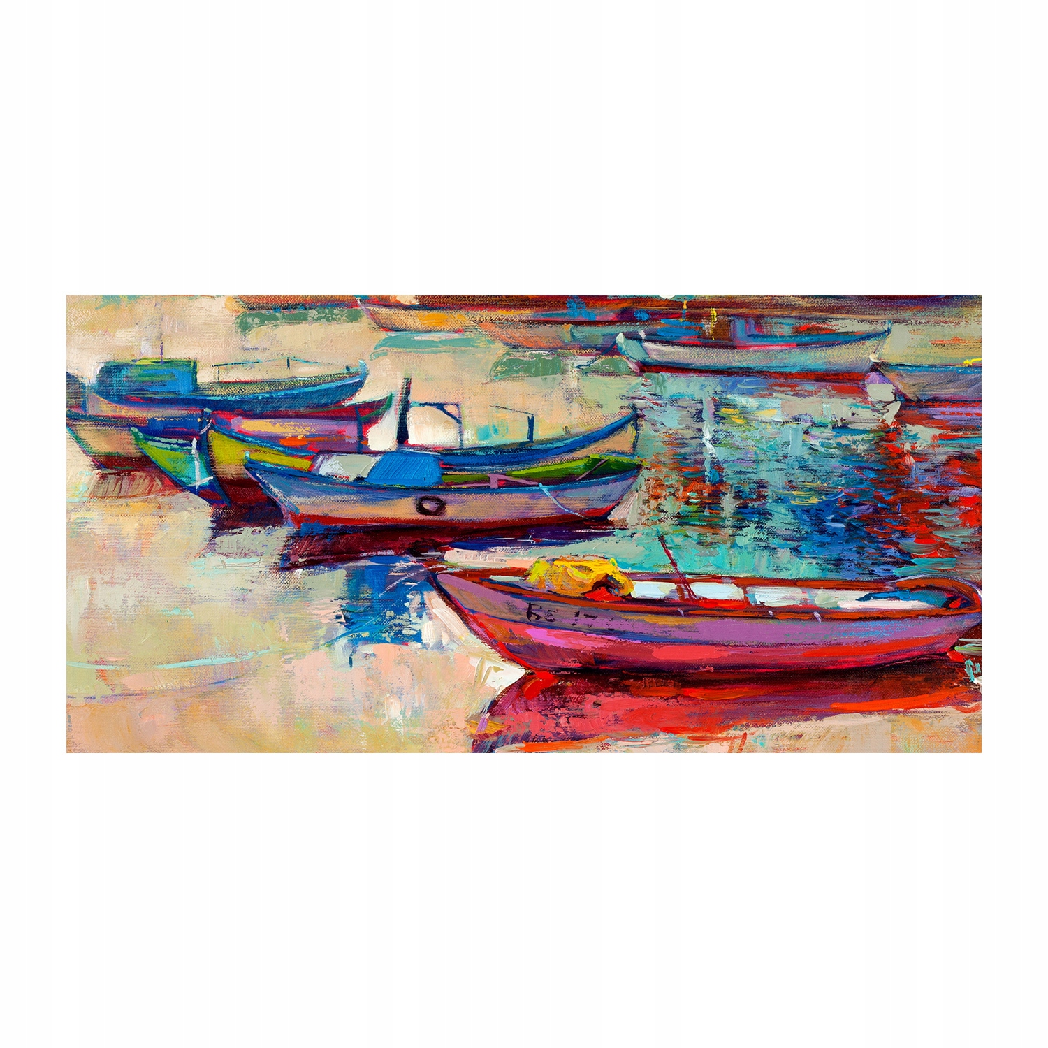 

Foto obraz akryl zdjęcie Kolorowe łódki 120X60 cm