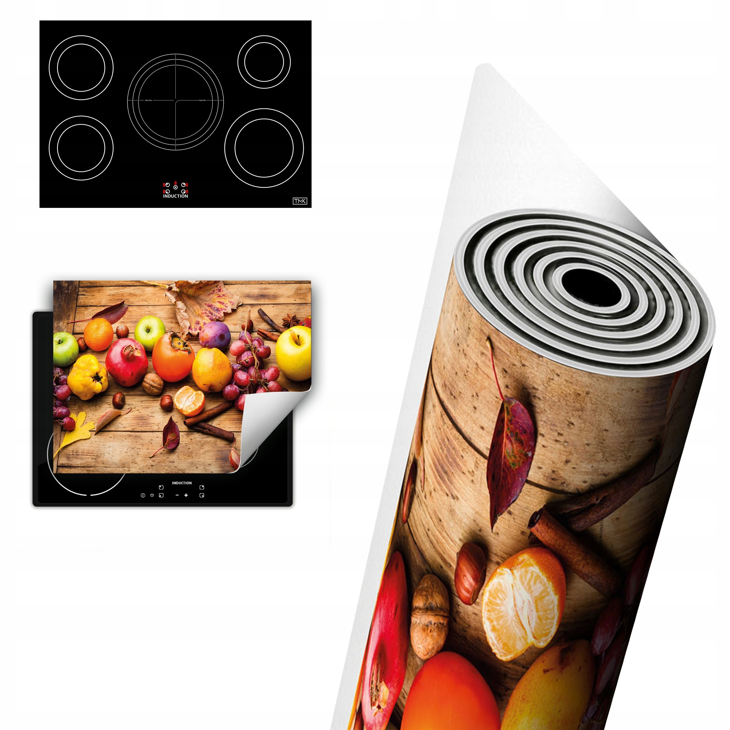 Vinylová Ochrana Na Indukci Pracovní Deska 80x52 ovoce dřevo