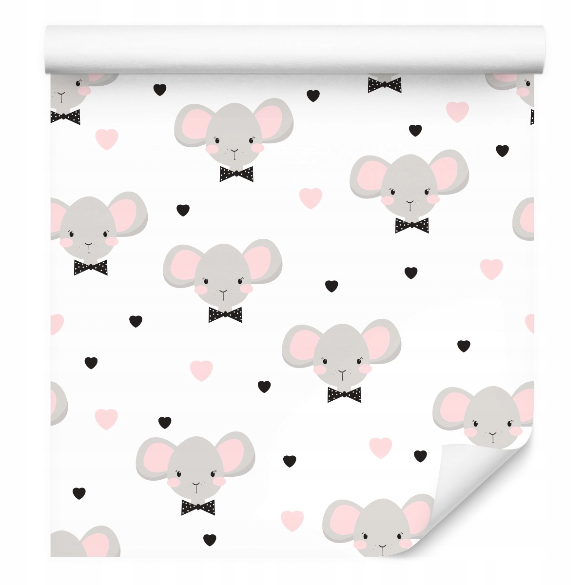 Tapeta pro děti Myšky pastelová zvířátka srdce