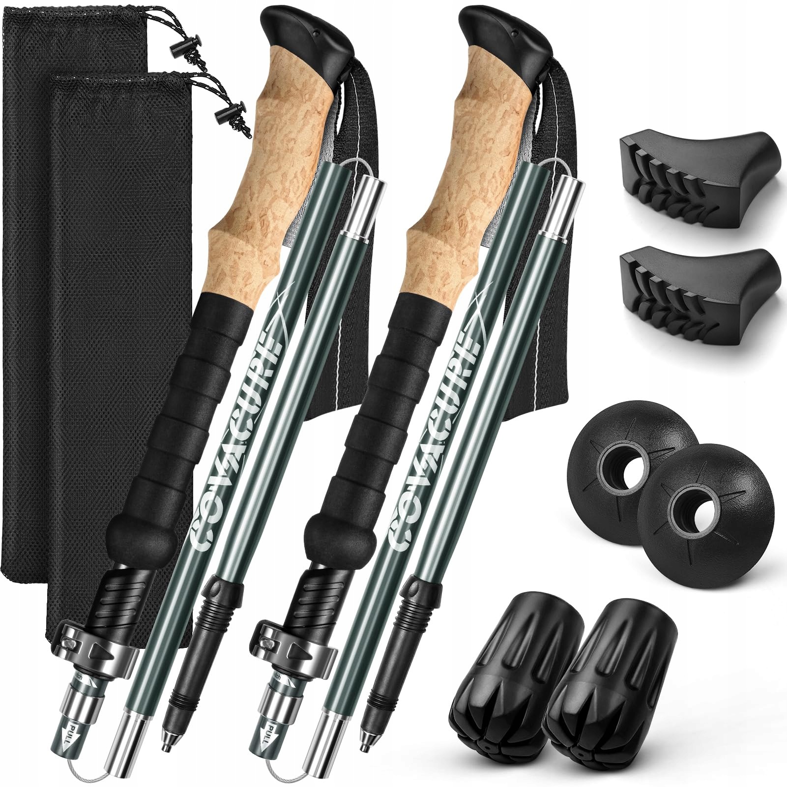 Kijki trekkingowe Covacure 2024 110-130 cm składane lekkie teleskopowe