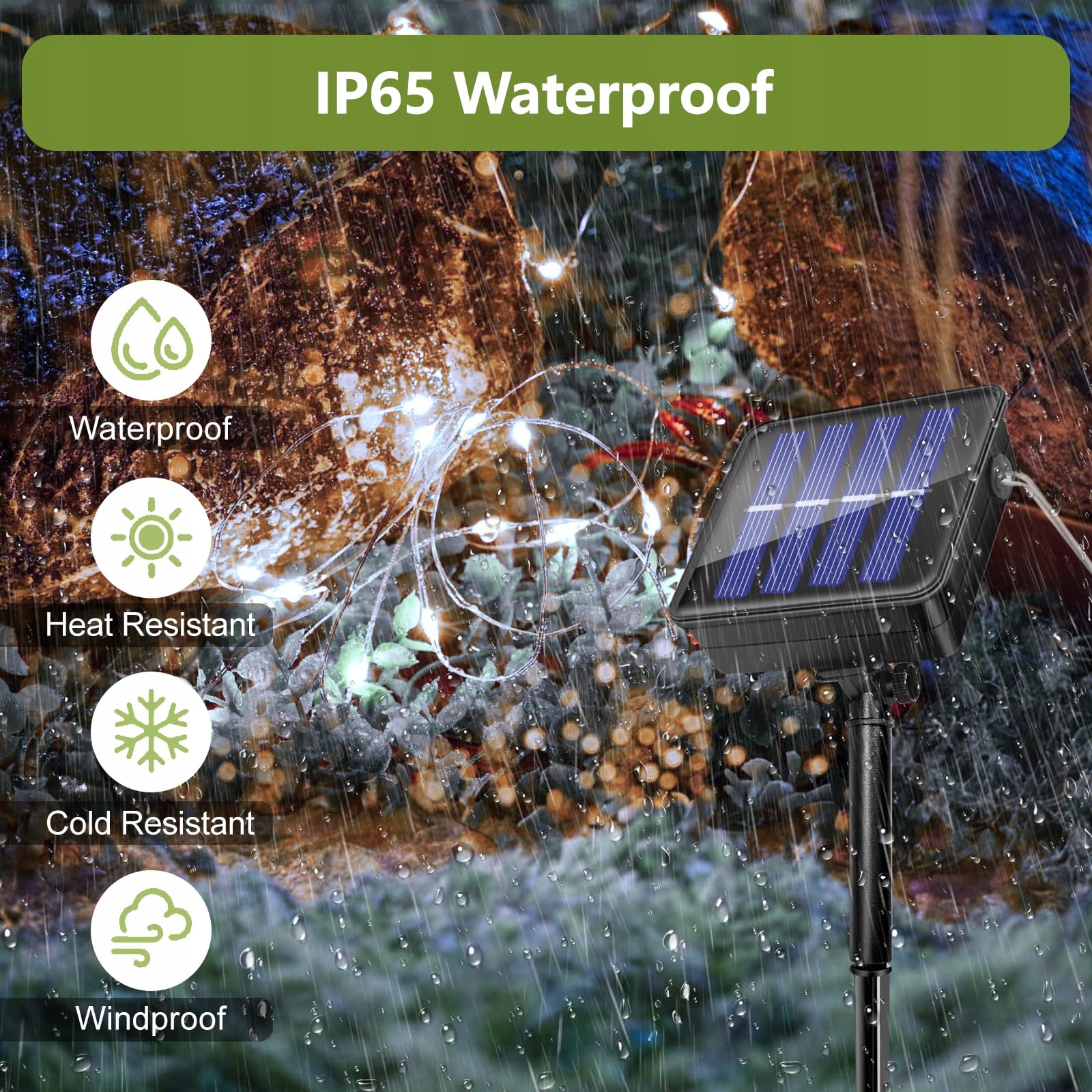 SOLAR LAMPKI OGRODOWE 2X12M 120 LED IP65 WODOODPORNE — miniatura 3