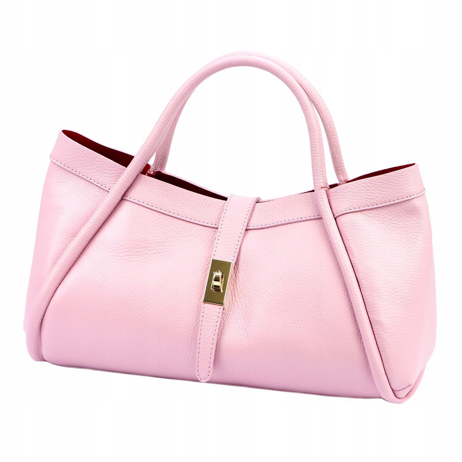 Torebka skórzana damska klasyczna shopper Camilla Premium Dollaro rożowa