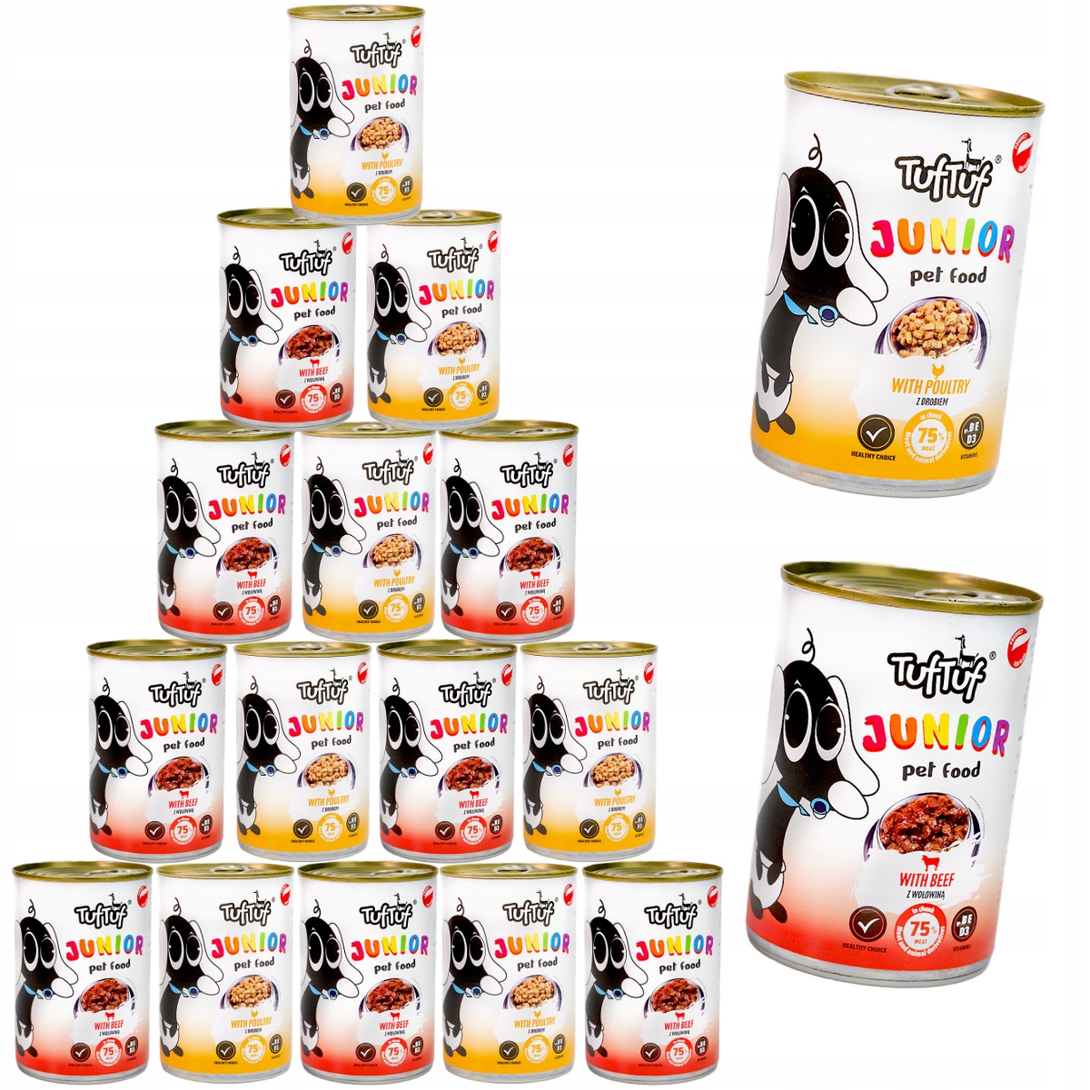Tuf Tuf Junior Kompletní krmivo pro štěňata s hovězím a drůbežím masem v omáčce