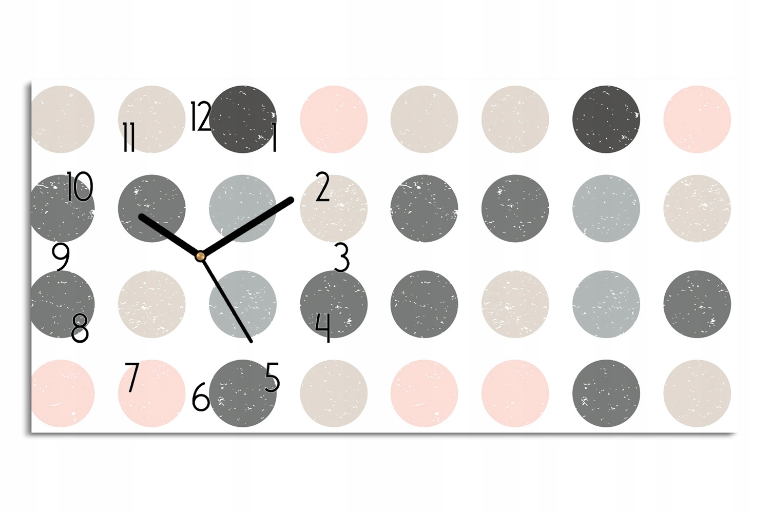 hodiny na skle obdĺžnikové 60x30 gule bodky vzor