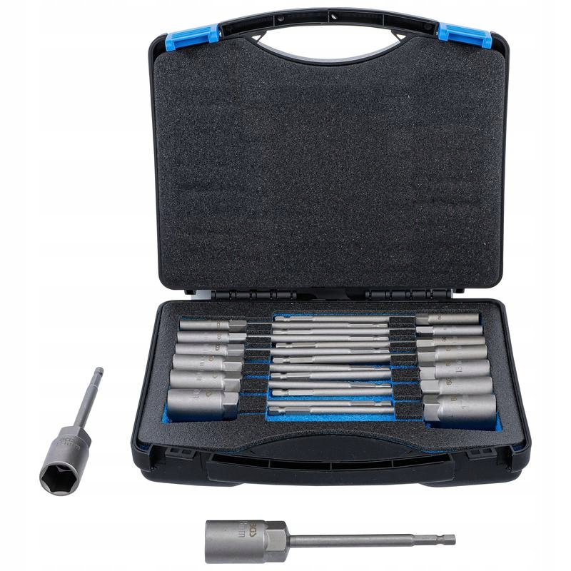 Sada 15 dlouhých hex nástavců pro vrtačky, 5,5-19 mm, 6,3 mm (1/4"), Bgs