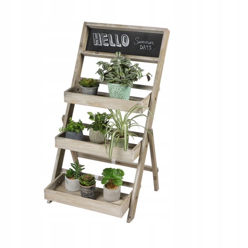 Drevený stojan na kvety, 3 poschodia, popisovateľná tabuľa, 43x45x78cm
