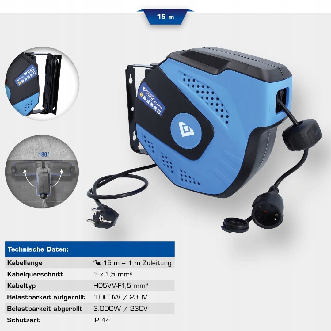 BRILLIANT TOOLS Automatyczny Zwijacz Kabli 15m Zasilany Przez KS TOOLS — miniatura 2