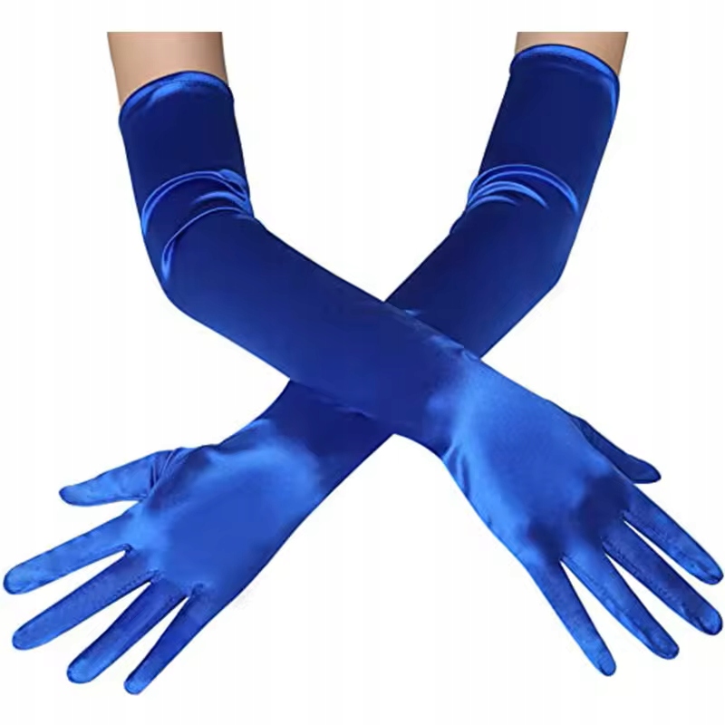 RĘKAWICZKI SATYNOWE długie chabrowe