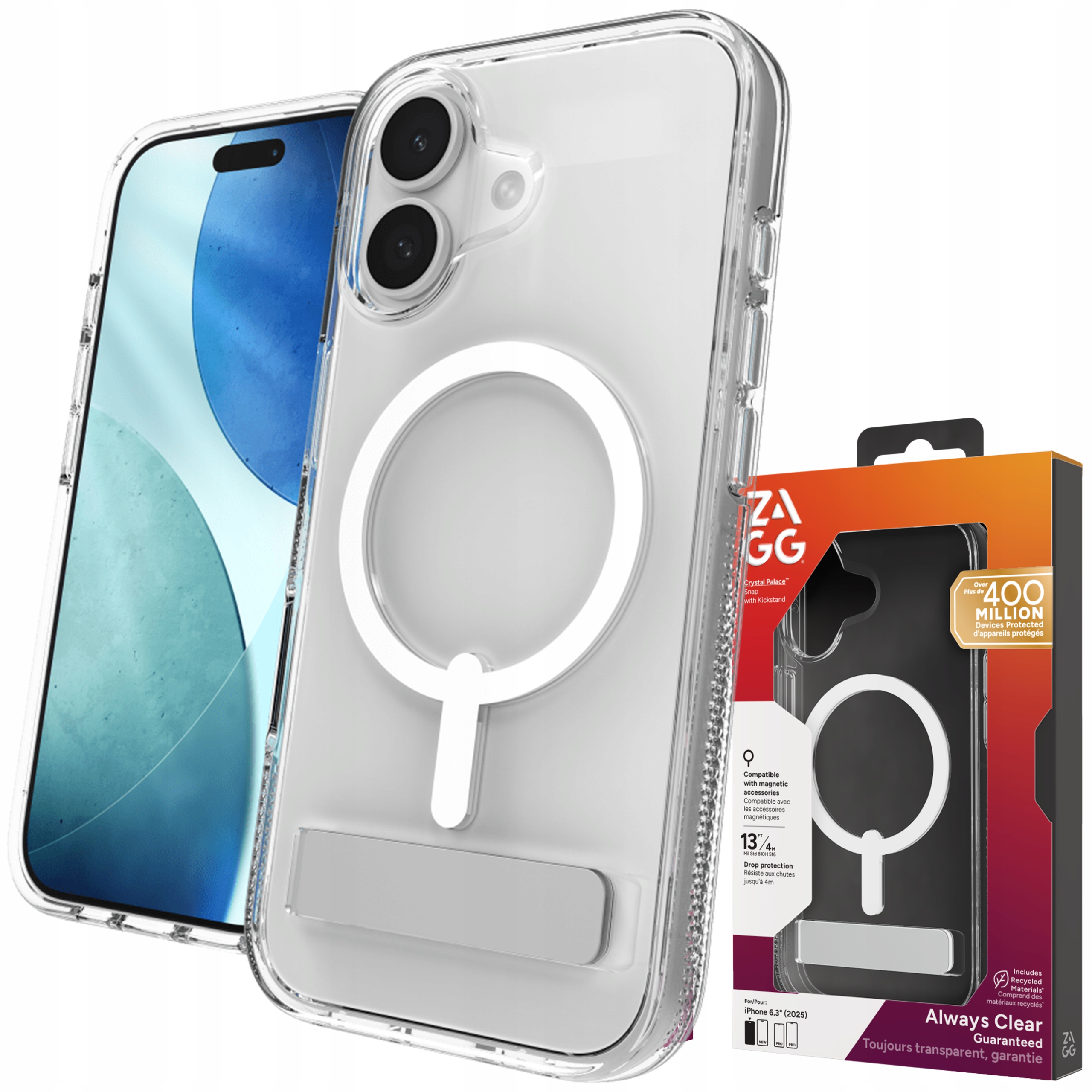 Zagg Crystal Palace Snap Kickstand Case Pouzdro s MagSafe a stojánkem pro iPhone 17