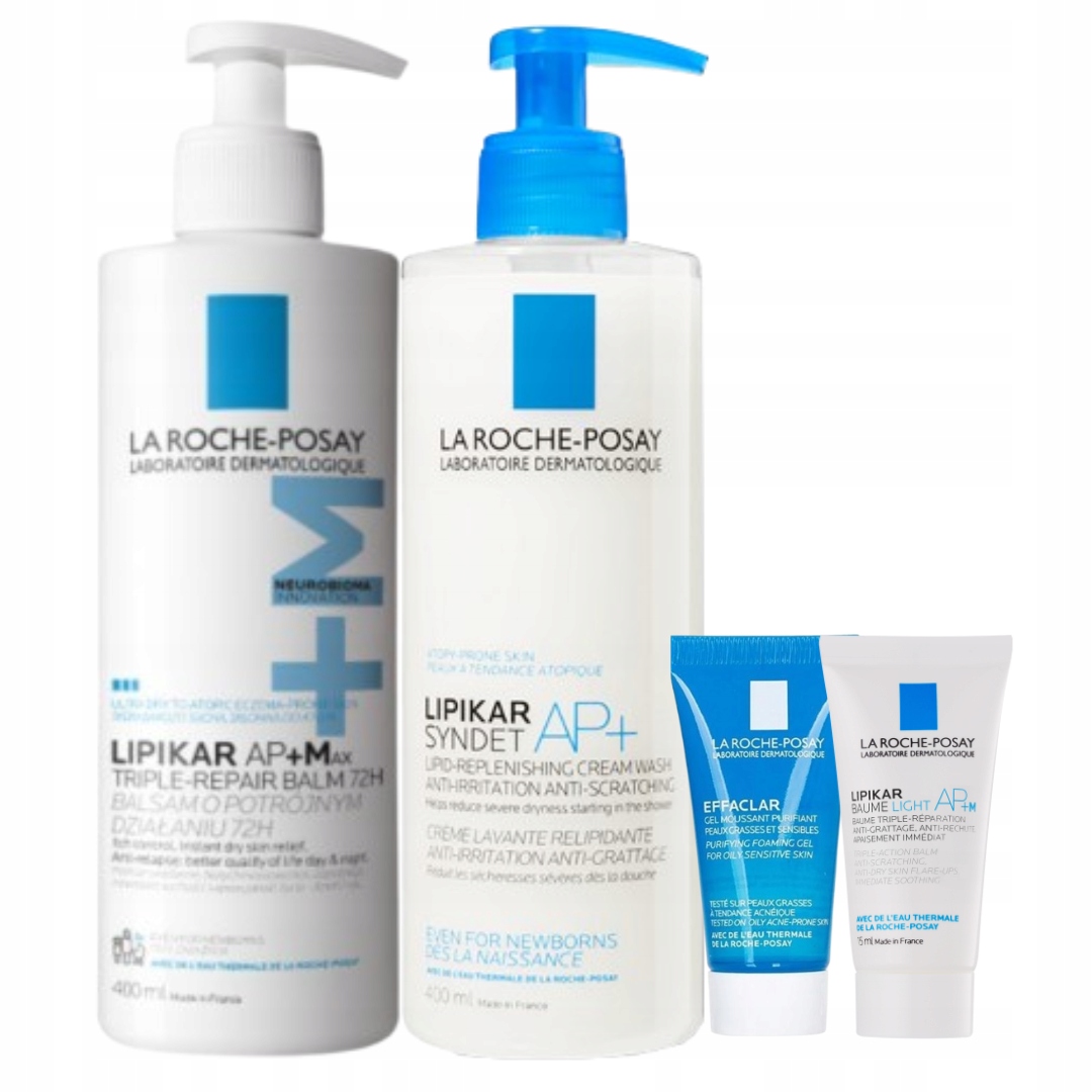 Zestaw La Roche-Posay Lipikar AP+Max Balsam+ Syndet Ap+ Krem myjący 2x400ml