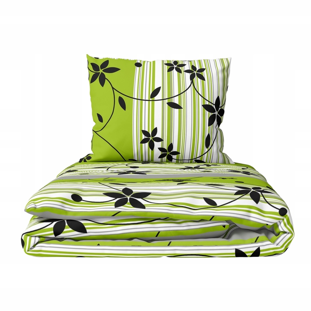 krepové povlečení 140x200 povlak na polštář 70x80 Polský Výrobce Zelená popínavá rostlina