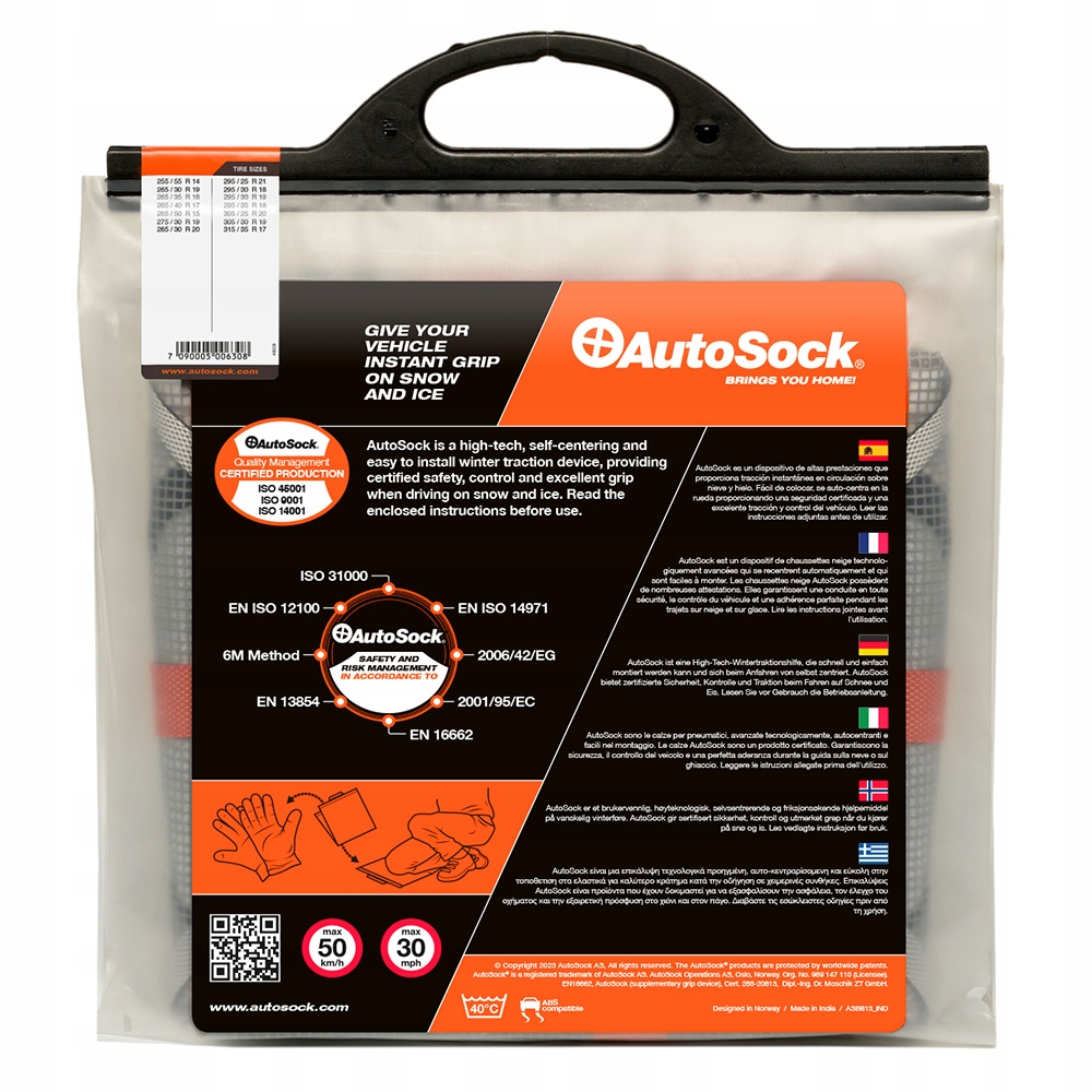 Tekstylne łańcuchy śniegowe Autosock AS830HP TUV Producent Autosock