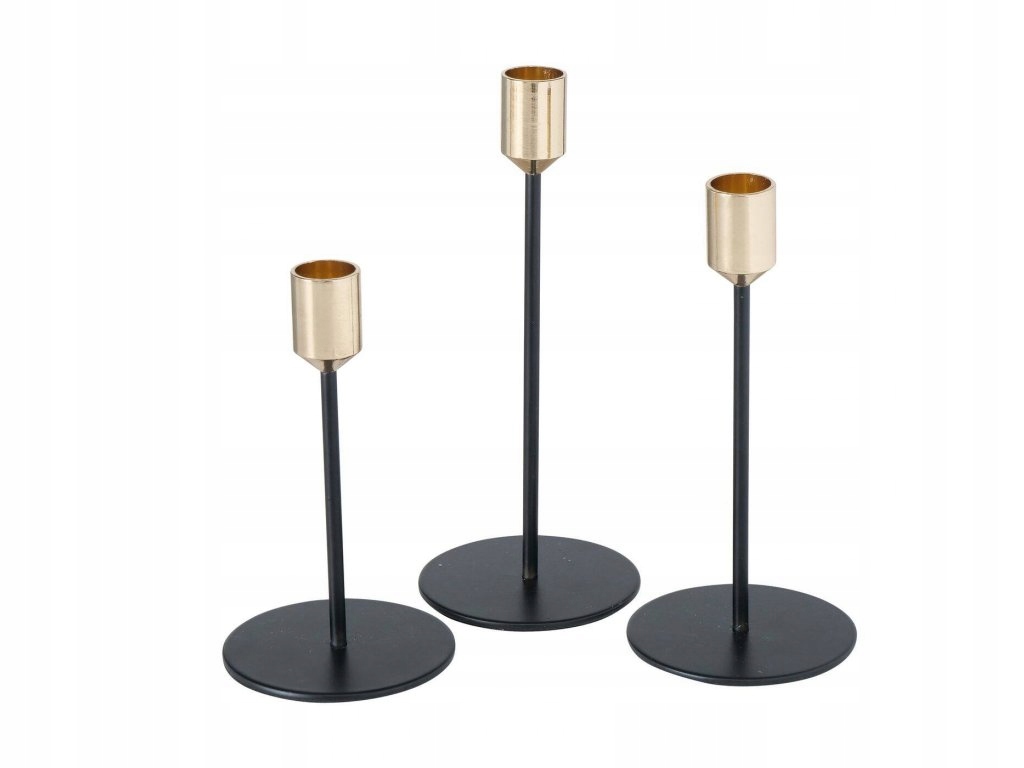 Kovové svícny Marko na jednu svíčku, 3 ks