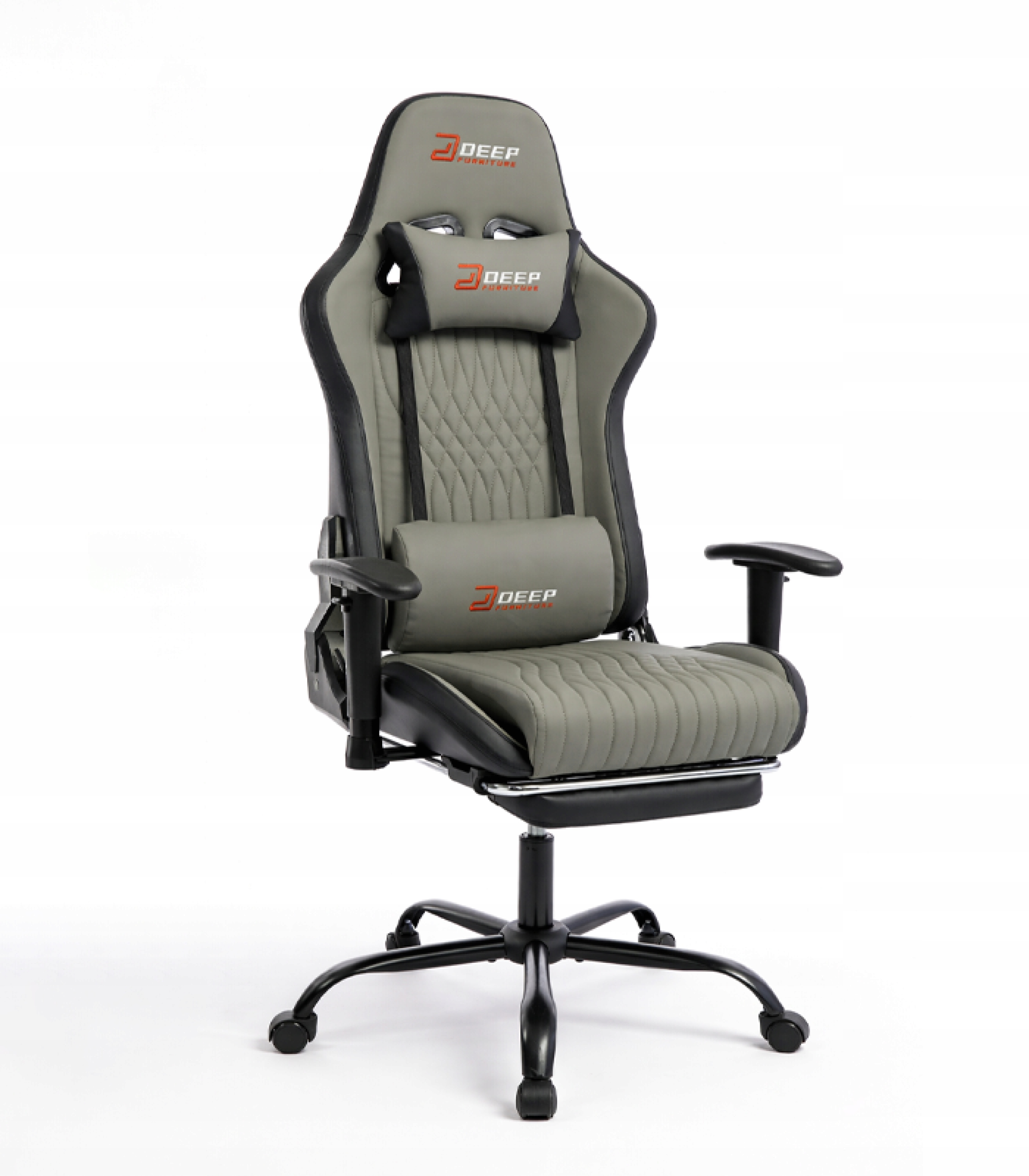 Ergonomická otočná herná stolička, šedá, s podnožkou, kancelárska stolička