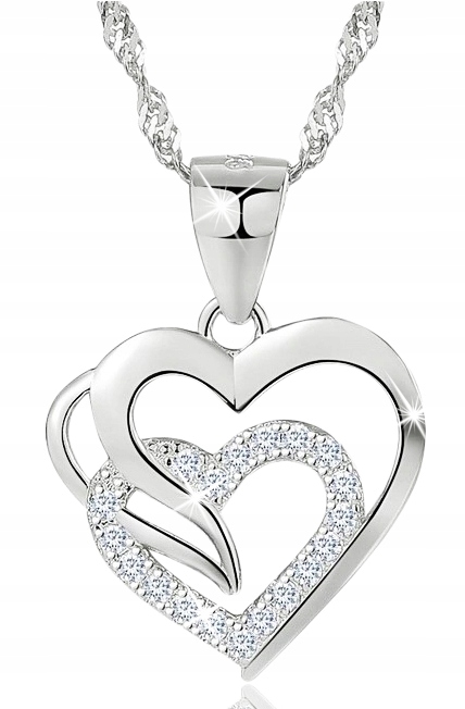 NASZYJNIK SREBRNY SERCE SREBRO PRÓBA 925 Długość całkowita 50 cm
