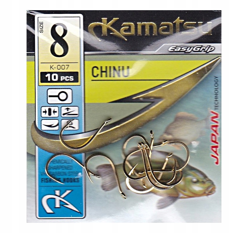 Haczyki Kamatsu Japan Chinu Gold Kółko nr 8