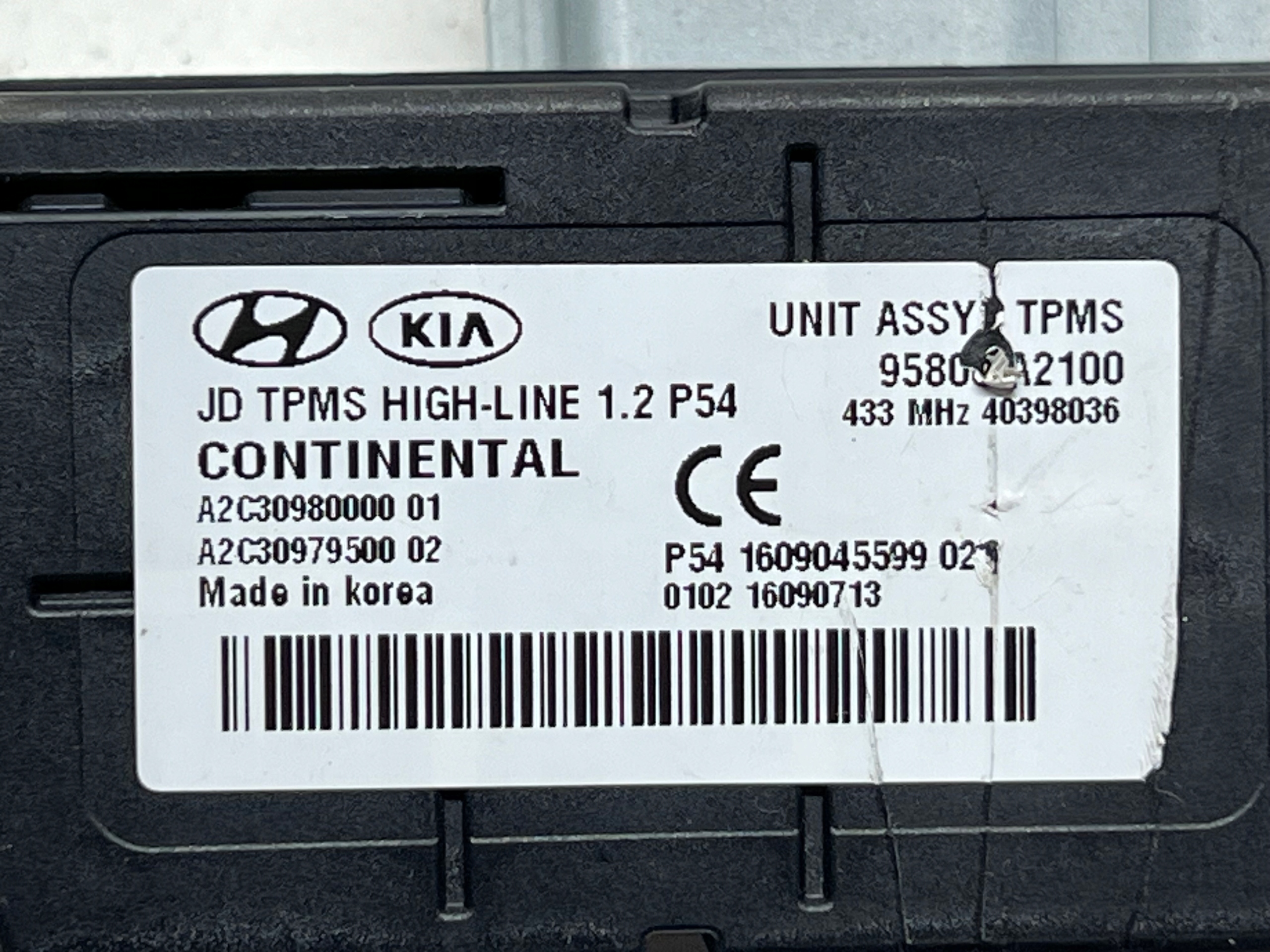 KIA CEED II Centralina modulo pressione delle ruote TPMS 95800-A2100