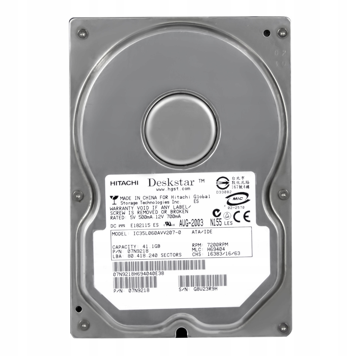 DeskStar 180GXP 40GB 7.2K 2MB Ata 3.5'' IC35L060AVV207-0