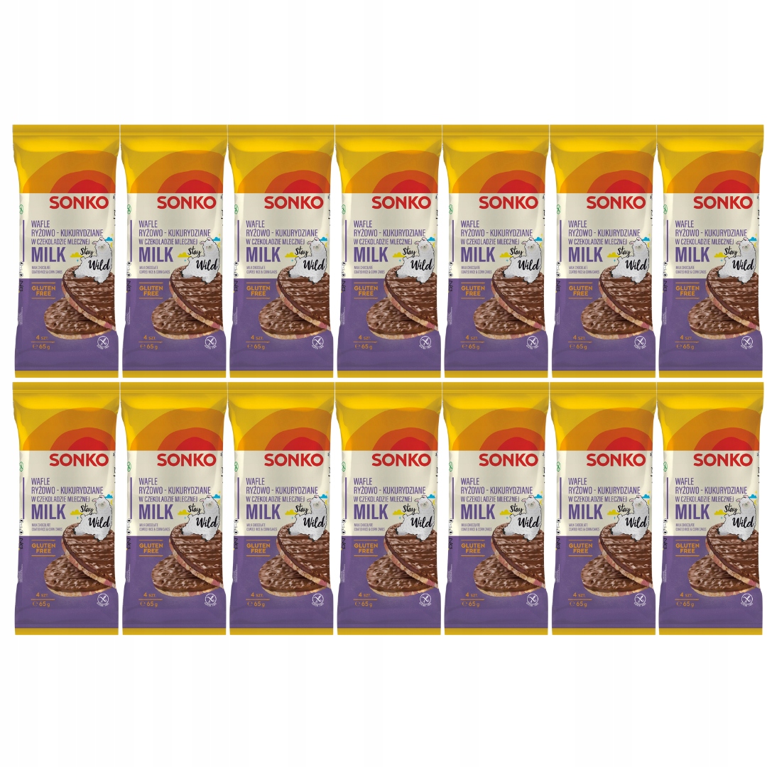 Levně Sonko Rýžovo-kukuřičné oplatky v mléčné čokoládě 65 g x 14 kusů